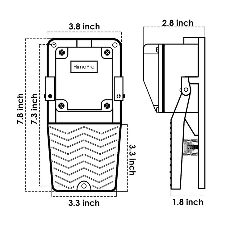 HimaPro Foot Control Switch Pedal ON Off Momentary Switch Deadman Style Aluminum Cast, 15A 110-250 VAC IP65 SPDT NO NC (50122) - Image 5
